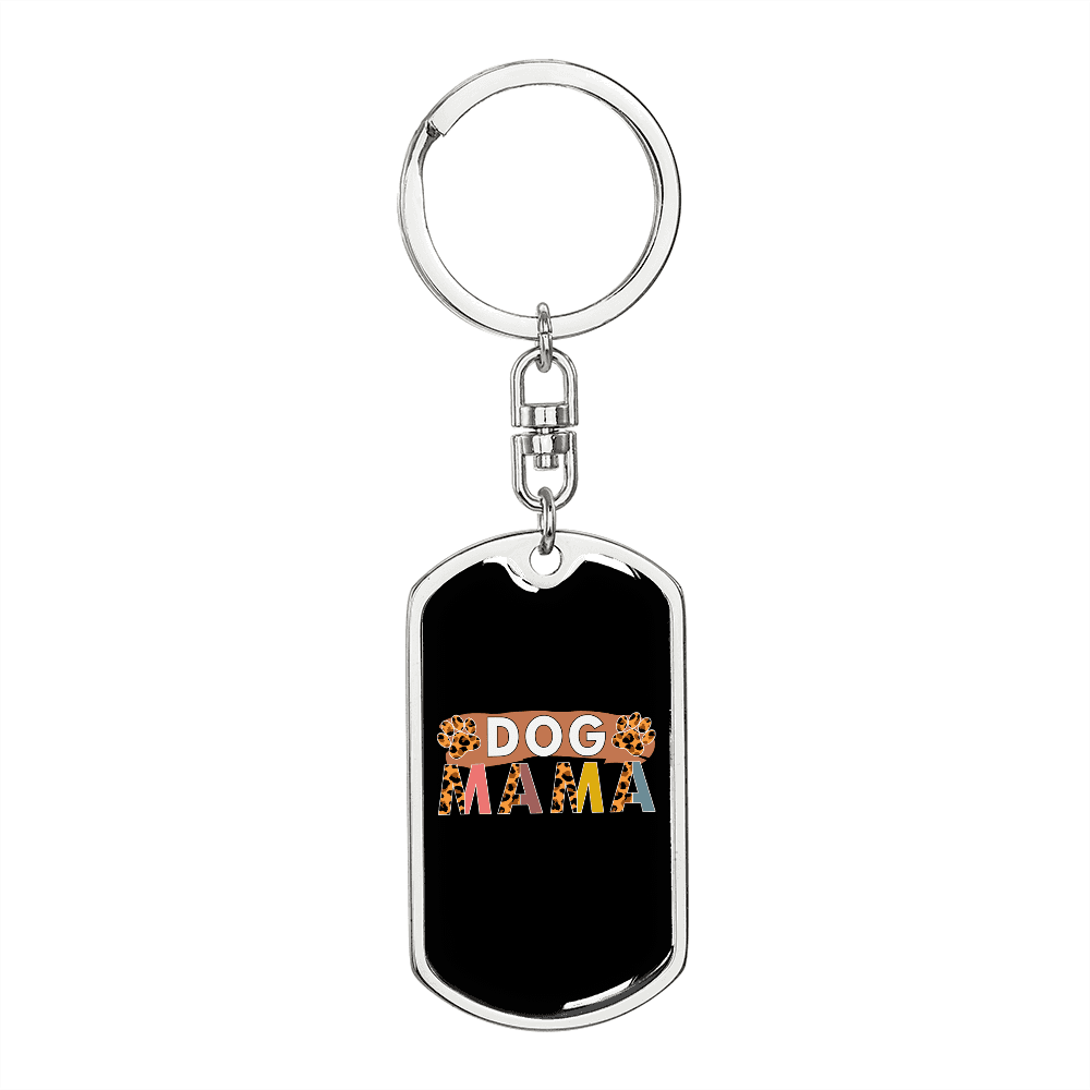 Dog mama Keychain Stainless Steel or 18k Gold Dog Tag Keyring-Express Your Love Gifts