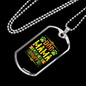 Dog Mama Life Is Ruff Yellow Green Necklace Stainless Steel or 18k Gold Dog Tag 24" Chain-Express Your Love Gifts