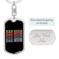 DOG MOM (1) Keychain Stainless Steel or 18k Gold Dog Tag Keyring-Express Your Love Gifts