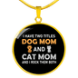 Dog Mom And Cat Mom Circle Necklace Stainless Steel or 18k Gold 18-22"-Express Your Love Gifts