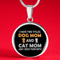 Dog Mom And Cat Mom Circle Necklace Stainless Steel or 18k Gold 18-22"-Express Your Love Gifts