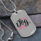 Dog Mom Black Pink Necklace Stainless Steel or 18k Gold Dog Tag 24" Chain-Express Your Love Gifts