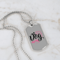 Dog Mom Black Pink Necklace Stainless Steel or 18k Gold Dog Tag 24" Chain-Express Your Love Gifts