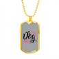 Dog Mom Black Pink Necklace Stainless Steel or 18k Gold Dog Tag 24" Chain-Express Your Love Gifts