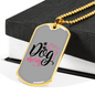 Dog Mom Black Pink Necklace Stainless Steel or 18k Gold Dog Tag 24" Chain-Express Your Love Gifts