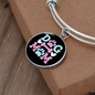 Dog Mom Blue Pink Bracelet Stainless Steel or 18k Gold Circle Bangle-Express Your Love Gifts