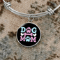 Dog Mom Blue Pink Bracelet Stainless Steel or 18k Gold Circle Bangle-Express Your Love Gifts