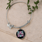 Dog Mom Blue Pink Bracelet Stainless Steel or 18k Gold Circle Bangle-Express Your Love Gifts