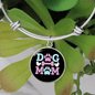 Dog Mom Blue Pink Bracelet Stainless Steel or 18k Gold Circle Bangle-Express Your Love Gifts