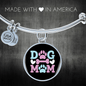 Dog Mom Blue Pink Bracelet Stainless Steel or 18k Gold Circle Bangle-Express Your Love Gifts