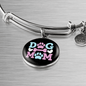 Dog Mom Blue Pink Bracelet Stainless Steel or 18k Gold Circle Bangle-Express Your Love Gifts