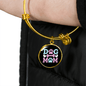 Dog Mom Blue Pink Bracelet Stainless Steel or 18k Gold Circle Bangle-Express Your Love Gifts