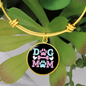 Dog Mom Blue Pink Bracelet Stainless Steel or 18k Gold Circle Bangle-Express Your Love Gifts