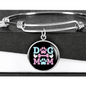 Dog Mom Blue Pink Bracelet Stainless Steel or 18k Gold Circle Bangle-Express Your Love Gifts