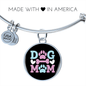 Dog Mom Blue Pink Bracelet Stainless Steel or 18k Gold Circle Bangle-Express Your Love Gifts