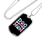 Dog Mom Blue Pink Necklace Stainless Steel or 18k Gold Dog Tag 24" Chain-Express Your Love Gifts