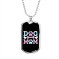 Dog Mom Blue Pink Necklace Stainless Steel or 18k Gold Dog Tag 24" Chain-Express Your Love Gifts