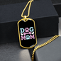 Dog Mom Blue Pink Necklace Stainless Steel or 18k Gold Dog Tag 24" Chain-Express Your Love Gifts