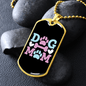 Dog Mom Blue Pink Necklace Stainless Steel or 18k Gold Dog Tag 24" Chain-Express Your Love Gifts