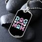 Dog Mom Blue Pink Necklace Stainless Steel or 18k Gold Dog Tag 24" Chain-Express Your Love Gifts