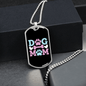 Dog Mom Blue Pink Necklace Stainless Steel or 18k Gold Dog Tag 24" Chain-Express Your Love Gifts