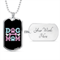 Dog Mom Blue Pink Necklace Stainless Steel or 18k Gold Dog Tag 24" Chain-Express Your Love Gifts
