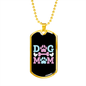 Dog Mom Blue Pink Necklace Stainless Steel or 18k Gold Dog Tag 24" Chain-Express Your Love Gifts