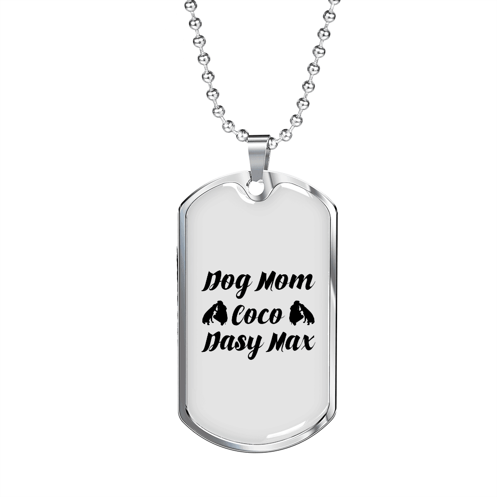 Dog Mom Coco Dasy Max Necklace Stainless Steel or 18k Gold Dog Tag 24" Chain-Express Your Love Gifts