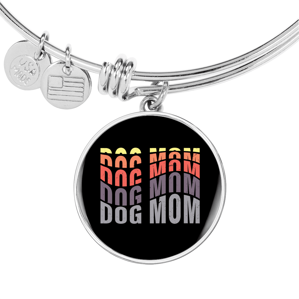 Dog Mom Colors Bracelet Stainless Steel or 18k Gold Circle Bangle-Express Your Love Gifts