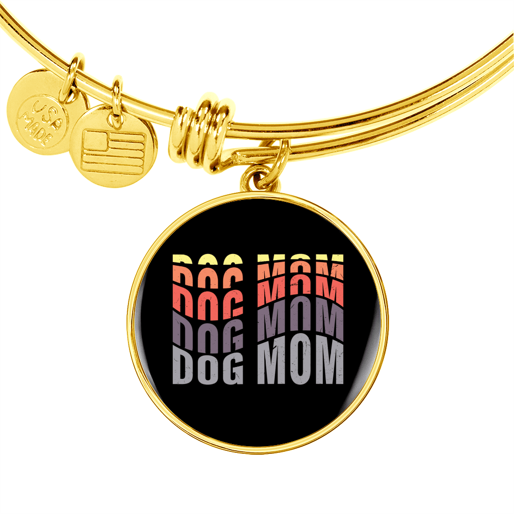 Dog Mom Colors Bracelet Stainless Steel or 18k Gold Circle Bangle-Express Your Love Gifts