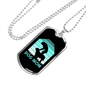 Dog Mom Cyan Necklace Stainless Steel or 18k Gold Dog Tag 24" Chain-Express Your Love Gifts
