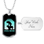 Dog Mom Cyan Necklace Stainless Steel or 18k Gold Dog Tag 24" Chain-Express Your Love Gifts