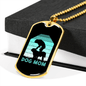 Dog Mom Cyan Necklace Stainless Steel or 18k Gold Dog Tag 24" Chain-Express Your Love Gifts