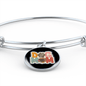 Dog Mom Flower Bracelet Stainless Steel or 18k Gold Circle Bangle-Express Your Love Gifts
