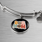 Dog Mom Flower Bracelet Stainless Steel or 18k Gold Circle Bangle-Express Your Love Gifts