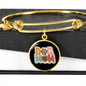 Dog Mom Flower Bracelet Stainless Steel or 18k Gold Circle Bangle-Express Your Love Gifts