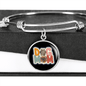 Dog Mom Flower Bracelet Stainless Steel or 18k Gold Circle Bangle-Express Your Love Gifts