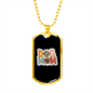 Dog Mom Flower Necklace Stainless Steel or 18k Gold Dog Tag 24" Chain-Express Your Love Gifts