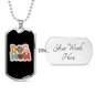 Dog Mom Flower Necklace Stainless Steel or 18k Gold Dog Tag 24" Chain-Express Your Love Gifts