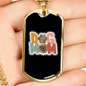 Dog Mom Flower Necklace Stainless Steel or 18k Gold Dog Tag 24" Chain-Express Your Love Gifts