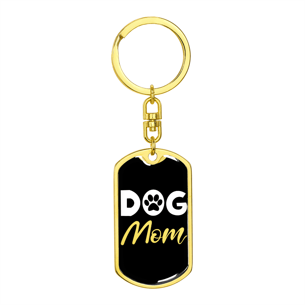 Dog Mom Keychain Stainless Steel or 18k Gold Dog Tag Keyring-Express Your Love Gifts