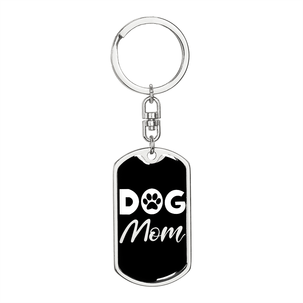 Dog Mom Keychain Stainless Steel or 18k Gold Dog Tag Keyring-Express Your Love Gifts