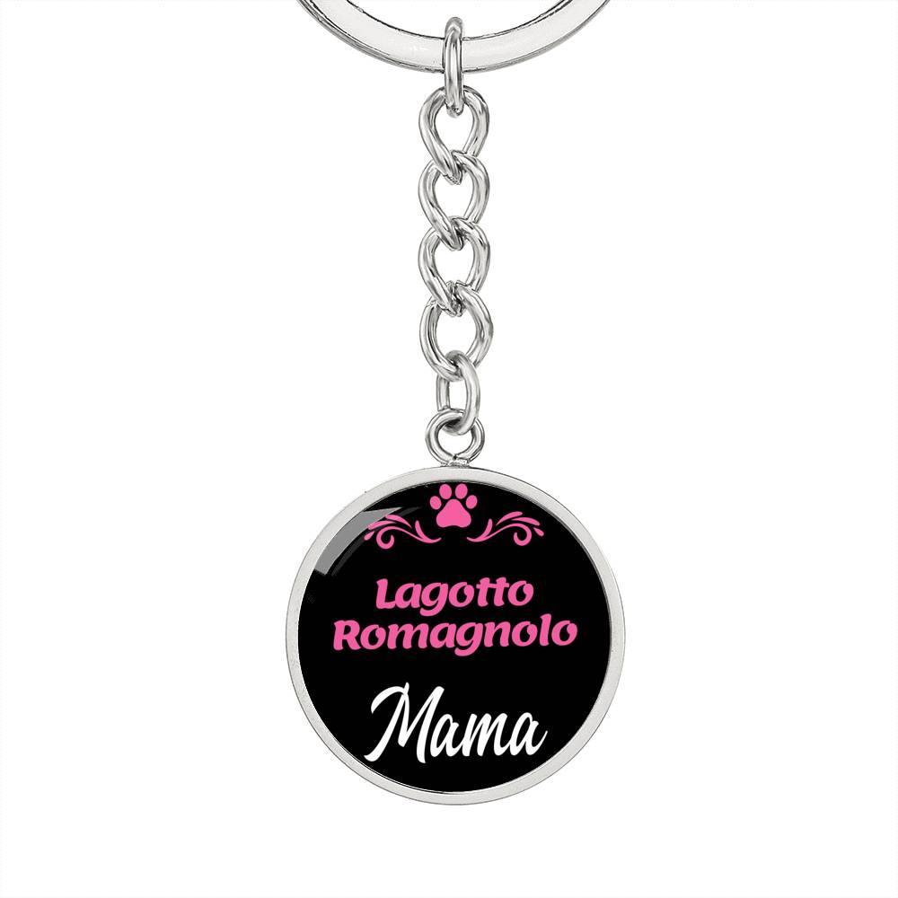 Dog Mom Keyring Lagotto Romagnolo Mama Circle Keychain Stainless Steel or 18k Gold-Express Your Love Gifts