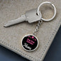 Dog Mom Keyring Toy Fox Terrier Mama Circle Keychain Stainless Steel or 18k Gold-Express Your Love Gifts
