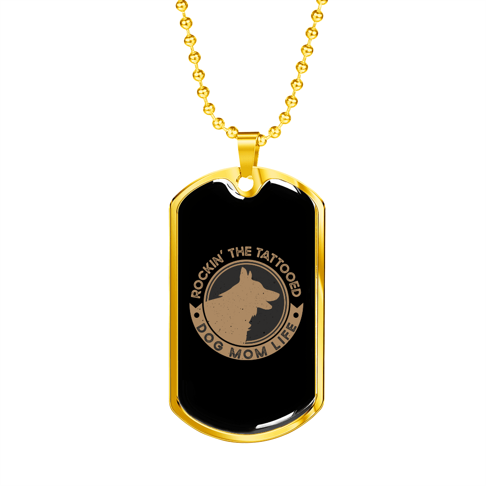 Dog Mom Life Necklace Stainless Steel or 18k Gold Dog Tag 24" Chain-Express Your Love Gifts