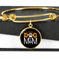 Dog Mom Paw Bracelet Stainless Steel or 18k Gold Circle Bangle-Express Your Love Gifts