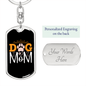Dog Mom Paw Keychain Stainless Steel or 18k Gold Dog Tag Keyring-Express Your Love Gifts