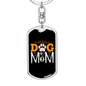 Dog Mom Paw Keychain Stainless Steel or 18k Gold Dog Tag Keyring-Express Your Love Gifts