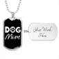 Dog Mom Paw Necklace Stainless Steel or 18k Gold Dog Tag 24" Chain-Express Your Love Gifts