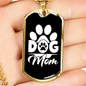Dog Mom Paw White Necklace Stainless Steel or 18k Gold Dog Tag 24" Chain-Express Your Love Gifts